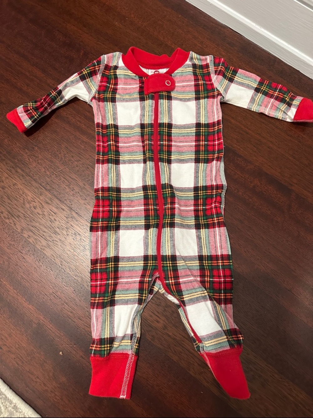 Hanna Anderson Kids Red Plaid One-Piece Footed Pajamas - like new